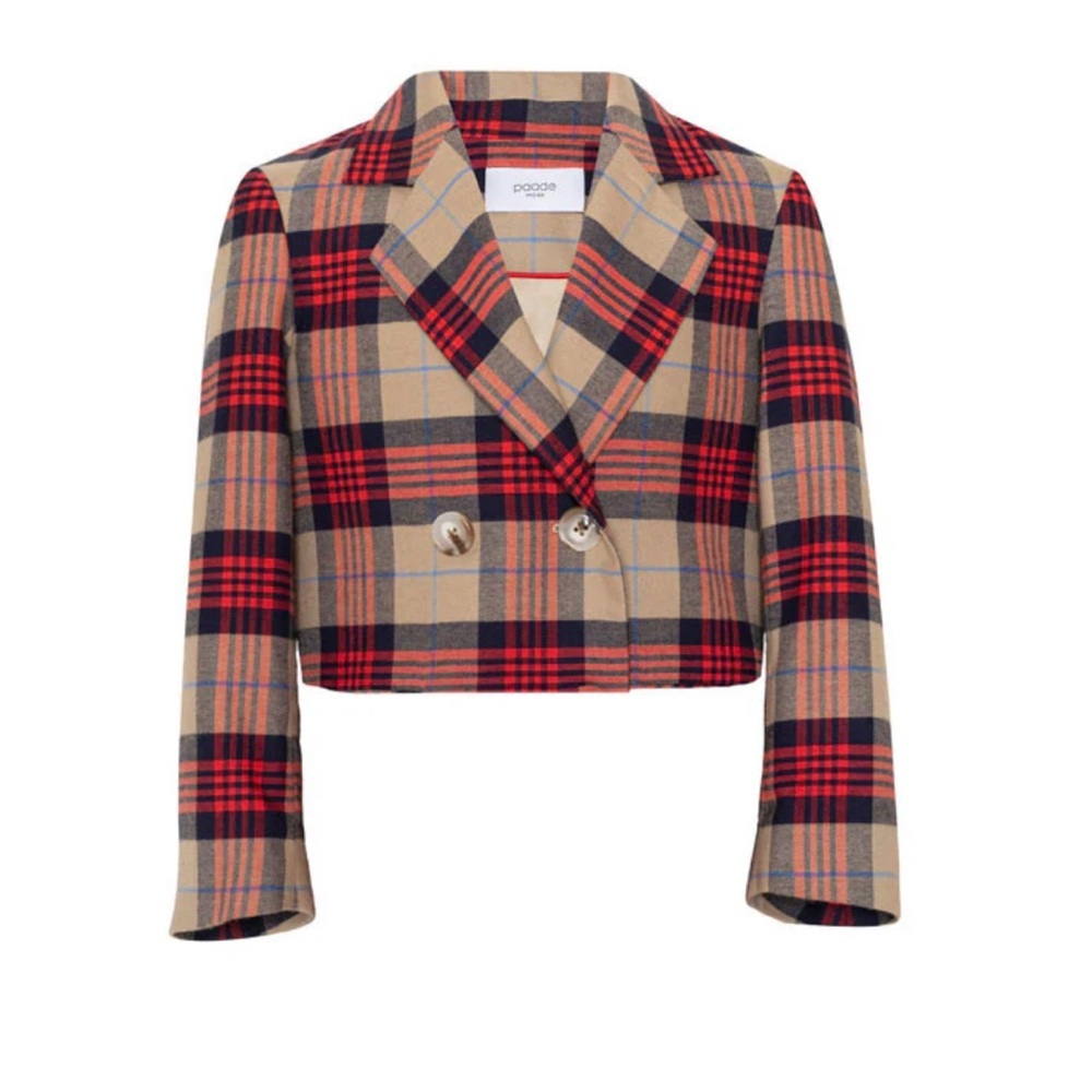 Paade Mode Double Breasted Tartan Plaid Blazer Girls Size 7 Winter Meadow